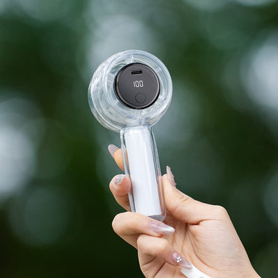 100 Levels Portable Handheld Fan with LED Colorful Light USB Rechargeable Transparent High Speed Cooling Fan Small Mini Desktop Fan