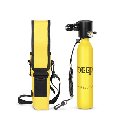 LinkMejor 0.5L Mini Scuba Tank Kit with Storage Bag and Satety Rope Portable Scuba Diving Tank Gear Support 5-10 Minutes Breath Underwater Breathing Devicefor Partner Underwater Entertainment Backup Air