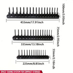 Multifunctional 3-PCS Plastic Socket Organizer Tray Set 1/4-Inch 3/8-Inch 1/2-Inch Metric/Imperial PVC Storage Holder for Home Garage Red/Black