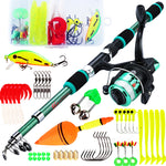 LinkMejor Spinning Fishing Rod Reel Combos 1.8M Telescopic Rod with 5.2:1 3BB Fishign Reel Max Drag 5kg Full Fishing Kit-Green
