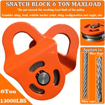 6 Ton Heavy Duty Winch Pulley Block Max Load 13000lbs Steel Cable Synthetic Rope Compatible Truck Tractor ATV UTV Outdoor Rescue Tree Stump Removal