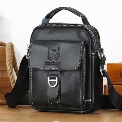 LinkMejor Genuine Leather Men's Messenger Bag Casual Crossbody Handbag Gift for Man Business Shoulder Bag