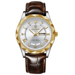 LinkMejor Luxury Business Men Watches Waterproof Luminous Leather Quartz Watch Fashion Date Week Men's Wristwatch