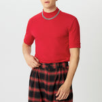 INCERUN Mens Solid Half-Collar Short Sleeve T-Shirt