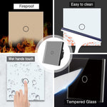 LinkMejor 1 Gang 86 Type Smart Wall Touch Switch Tempered Glass Panel Single Live Wire Waterproof Heat Resistant LED Indicator