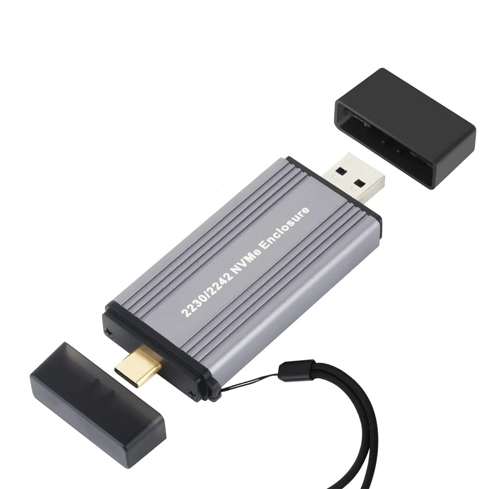 Dual Protocol 10Gbps M.2 MVMe & NGFF SSD Case USB3.1 Gen2 Aluminum Case External Solid State Drive Enclosure for M/M&B Key M.2 NVME SSD 2230 2242