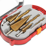 6PCS High-Speed Steel Step Drill Bits Set Titanium Coated 4-12mm 4-20mm 4-32mm Serrated Drill Bits for Metal Plastic Wood Sturdy Tools