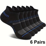 6 Pairs Men's Cotton Sports Ankle Socks Anti Odor Sweat Absorbent Breathable Outdoor Cycling Travel Athletic Short Socks Comfortable