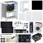 LinkMejor Raspberry Pi 5 Case Protective Kit with Cooling Fan Chassis RGB Color Light 0.96 Screen Dispaly DIY Electronic Shell Host PCIe