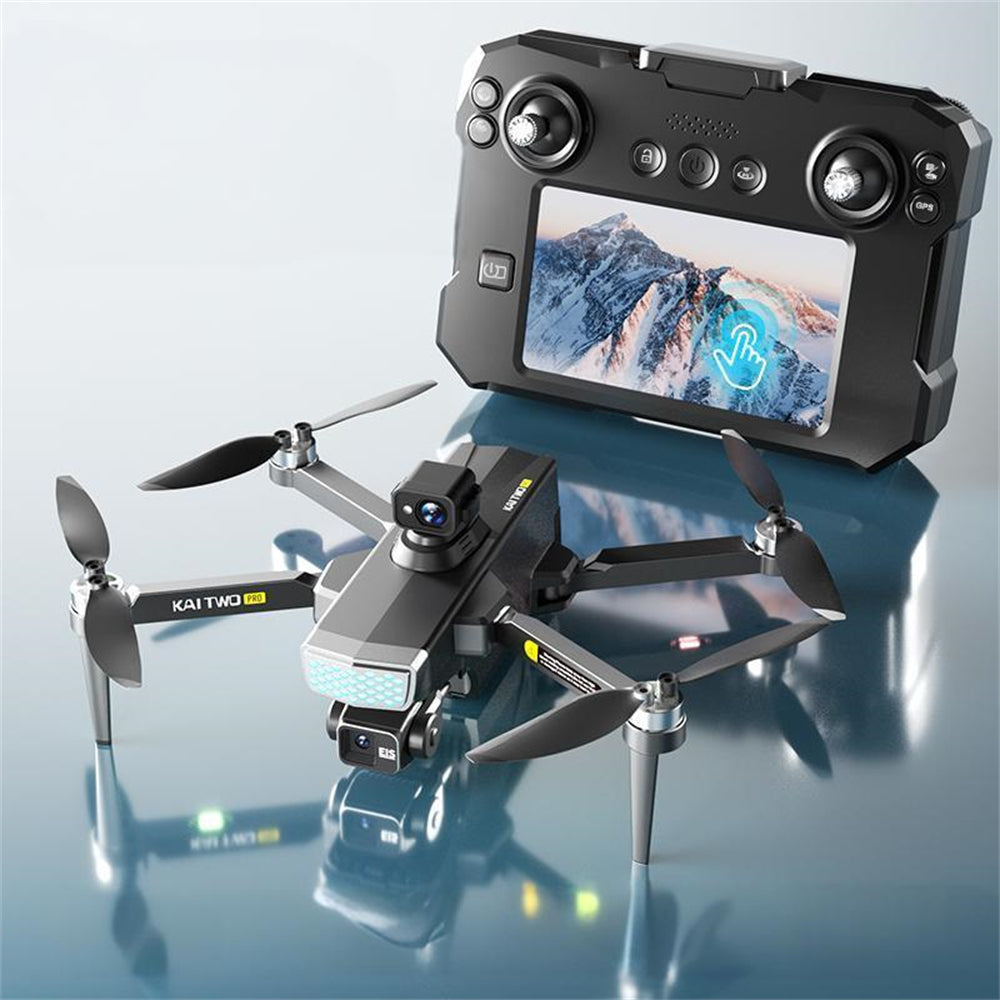LinkMejor KAI TWO 249g GPS 5G WiFi FPV with 4K ESC HD Dual Camera 3-Axis Mechanical Gimbal 5.6" Touchable LCD Screen Controller 360° Obstacle Avoidance Brushless Foldable RC Drone Quadcopter RTF