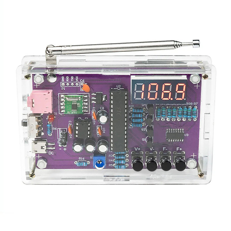 FM Radio DIY Electronic Kit Adjustable Frequency 87-108MHz Digital Display DIY Soldering Project Practice Solder RDA5807S