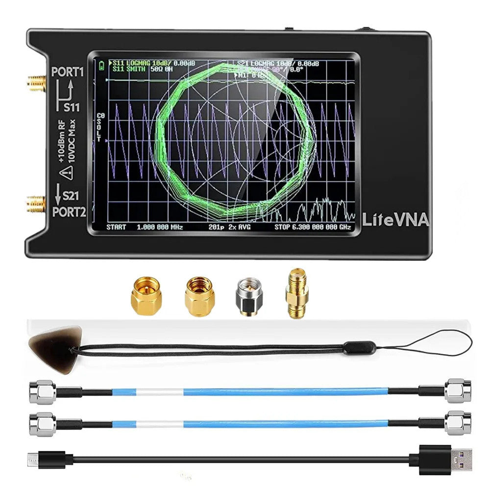 LiteVNA NanoVNA 64 50kHz-6.3GHz Vector Network Analyzer 4" Screen S Parameters HF VHF UHF SWR Phase Delay MicroSD Slot