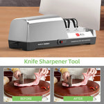 Household Automatic Multifunctional Quick Sharpener Electric Knife Sharpener 3-Stage System 15-20 Degrees Stainless Steel Kitchen Knive Sharpening Polishing