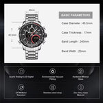 LinkMejor Multi-function Men Watch Night Light Waterproof Quartz Watch Timepiece Chronograph Date Sport Watch for Male