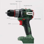 20V Impact Electric Drill Dual Speed Brushless Lithium Battery 25+3 Torque Multifunction High Power Cordless Drill Tool