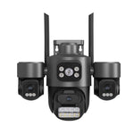 Guudgo 3MP 5X Zoom Triple Lens Security Camera Outdoor Wireless 360 View WiFi Cloud Storage AI Human Detection Night Vision Siren Alarm IP66 Weatherproof Outdoors Surveillance Camera