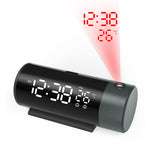 ZX1006A Digital Projection Alarm Clock with Temperature Time 180°Rotation LED Display Dual Alarm Clock Snooze Function USB Electronic Table Bedroom Bedside 3D Wall Projection Clocks