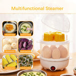 350W Electric Egg Cooker 7 Eggs Capacity 360° Steaming Multifunctional Food-grade Material Quick Heating for Breakfast