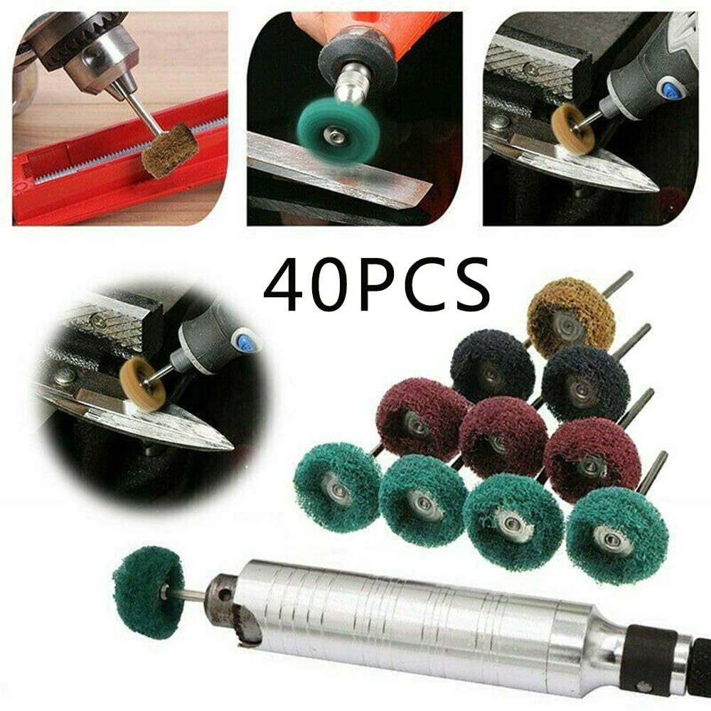 40 Pack Abrasive Buffing Polishing Wheel Set 1 Inch Fine Medium Coarse Grit Rotary Tool Accessories Rust Removal Metal Jewelry Polishing
