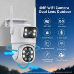 4MP Dual Lens Tuya Wifi Camera PTZ Outdoor 4K Wireless Dual Screen Security Camera Auto Tracking Monitoring Video Surveillance EU Plug