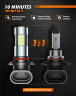 LinkMejor F1 Pair 4W 380LM Car LED Headlight Blubs 6000K Cool White IP67 Waterproof LED Fog Light Bulbs