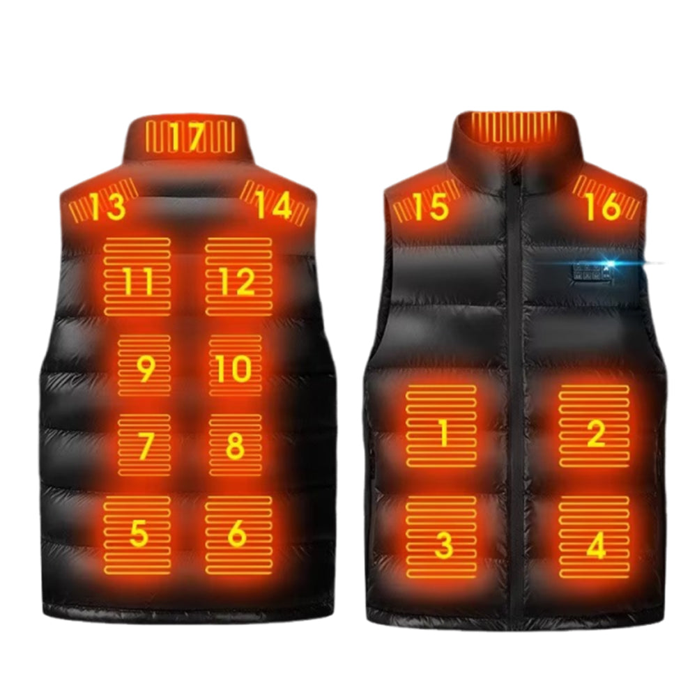 LinkMejor 17 Zones Heated Vest USB Charging Winter Warm Down Sleeveless Jacket Outdoor Thermal Clothing Top for Men Women