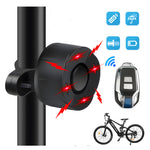 2023 Bike Alarm Light 700mAh Battery 4 Flashing Modes 110dB High Sound Bicycle Bell Horn Anti-theft Electric Waterproof Alarm with Remove Control for Cycling