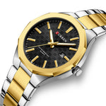 LinkMejor Men's Luminous Quartz Watch Stainless Steel Strap Waterproof Calendar Business Casual Stylish Wristwatch