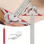 1PCS Woodworking Edge Ruler Protractor Angle Detector Vernier Caliper Measuring Tool Woodworking Tools 10inch/15inch/20inch