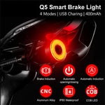 LinkMejor Q5 Smart Auto Brake Sensing Bicycle Taillight Vibration Sensor Wake-up IPX6 Waterproof USB Charging Bike Rear Light for Night Riding