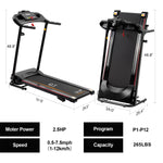 [USA Direct] Bominfit JK1609A Folding Treadmill 2.5HP Motor 12km/h Max Speed 120kg Weight Capacity 14 inch Running Belt bluetooth Music LED Display Installation-free Fitness for Home Gym Workouts