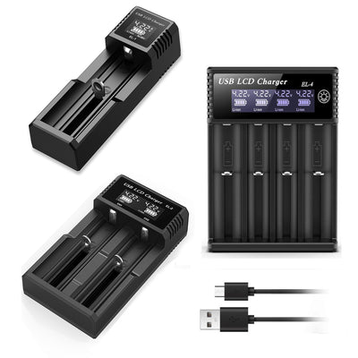 Portable USB LCD Battery Charger 1/2/4 Slots 3.7V Lithium-Ion 1.2V NiMH AAA/AA Rechargeable Batteries Fast Charging