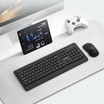LinkMejor KM210 Pro 2.4GHz Wireless Keyboard and Mouse Set 104-keys Keyboard 800-1600DPI Mouse Ergonomics Design Splashproof Wireless Combo for PC Laptop Computer