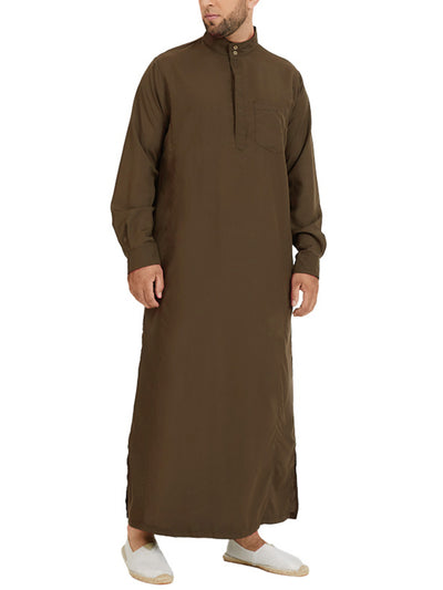 LinkMejor Mens Robes Saudi Style Thobe Dishdash Jubba Arab Robe Islamic Clothing Long Maxi Dress Tops