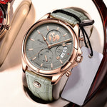 LinkMejor Men's Waterproof Luminous Quartz Watches Fashion Multi-function Business Casual Wristwatch