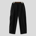 LinkMejor Mens Casual Deconstructed Pleated Carrot Pant Casual Daily Solid Color Design Long Trousers Male S-5XL