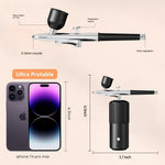 Portable Mini Airbrush with Compressor 23 psi 12V Rechargeable Wireless Airbrush for Nail Art Cake Decoration Facial Moisturizing and Model PaintingPremium Aircraft Aluminum Alloy