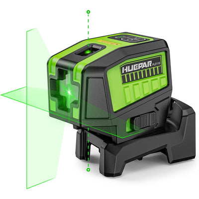 Huepar PL211G Laser Level Green Beam 2 Dots 2 Lines Self-Leveling Outdoor Pulse Mode Magnetic Mount Long Working Distance 98-164ft
