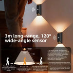 Elfeland Rechargeable LED Motion Sensor Wall Light with Remote Control Up & Down Glow 3 Color Temperatures Auto-Off Magnetic Night Lamp