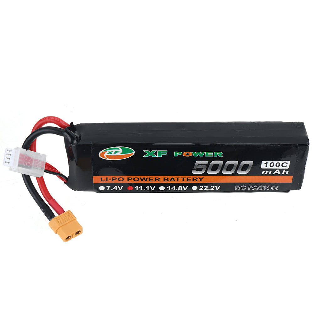 LinkMejor 11.1V 5000mAh 100C 3S LiPo Battery XT60 Plug with T Deans Plug for RC Drone