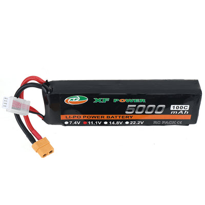 LinkMejor 11.1V 5000mAh 100C 3S LiPo Battery XT60 Plug with T Deans Plug for RC Drone