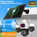 LinkMejor 4G 15MP HD Three-lens Solar Security Camera Outdoor PTZ Night Vision 2-Way Audio Blue Red Light Deterrent 24/7 Recording Waterproof Outdoors CCTV Cameras