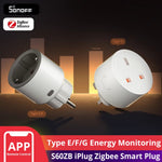 1/2/4Pcs LinkMejor S60ZB Type F/E iPlug Zigbe Smart Plug Energy Monitoring Wireless Socket Timer Smart Switch Voice Control with Alexa Google Home