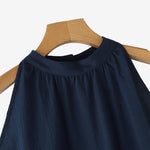 LinkMejor Elegant Style Womens Tank Vest Summer Sleeveless O-Neck Plain Casual Loose Camisoles Top