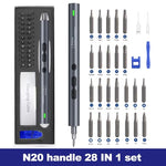 28pcs Rechargeable Electric Screwdriver Set Mini Precision Tool High Torque Magnetic Motor LED Lights Aluminum Shell Type-C Charging Cable
