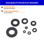 500Pcs 8 Size Black Nylon Flat Washers Set M2 M2.5 M3 M4 M5 M6 M8 M10 Assortment Kit Plane Spacer Insulation Gasket Ring