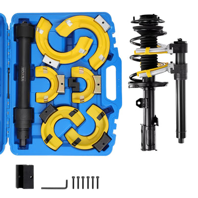 Strut Spring Compressor Set Macpherson Strut Spring Compressor Kit Interchangeable Fork Strut Coil Extractor Remover Tool with Protective Sleeve