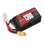 LinkMejor 3S 11.1V 1300mAh 30C 14.43Wh LiPo Battery XT60 Plug for RC Drone FPV Racing