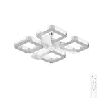 Elfeland 3/4-Head E27 LED Crystal-Inspired Ceiling Fan Light 3 Color Temperature 2/4H Timer 3 Levels Speed Adjustable Fan Lamp Remote Control for Indoor Rooms