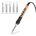 Handskit 90W Digital Display Soldering Iron Set Internal Heating Thermostat Adjustable Temperature Lcd Digital Display Soldering Iron With Switch With Hibernation Iron